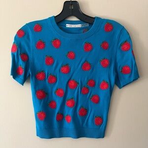 Alice + Olivia Blue Strawberry Sweater